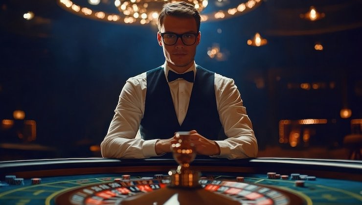 Live roulette wheel and table with HD camera view